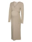 Mamalicious Mlfrederikke Tess Ls Jrs Midi Dress 2F Beige