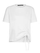 French Connection Rallie Cotton Rouched T-Shirt Vit