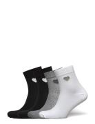 Lindex Sock High Ankle 4P Placed Hear Svart