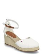 Tommy Hilfiger Flag Closed Toe Mid Wedge Espad Vit