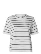 Selected Femme Slfessential Ss Striped Boxy Tee Noos Vit