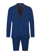 Lindbergh Plain Mens Suit - Normal Length Blå