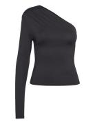 Monki Draped -Shoulder Nylon Top Svart