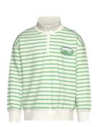 Lindex Sweater Halfzip W Stripe Grön