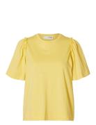 Selected Femme Slfpenelope 2/4 Ruffle Tee Gul