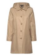 Lauren Ralph Lauren Hooded Cotton-Blend Balmacaan Coat Beige