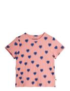 Mini Rodini Outlined Hearts Aop Ss Tee Rosa