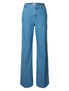 Selected Femme Slfevelyn Hw Extra Wide Jeans Blå