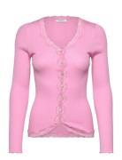 Rosemunde Rwbabette Silk Ls V-Neck Lace Cardi Rosa