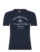 Tommy Jeans Tjw Slim Crest Nyc Ringer Tee Marinblå