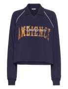 Monki Sporty Boxy Terry Sweatshirt Marinblå