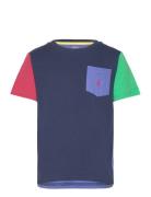 Ralph Lauren Kids Color-Blocked Cotton Pocket Tee Blå