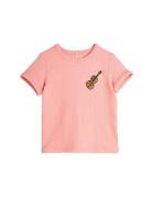 Mini Rodini Violin Emb Ss Tee Rosa