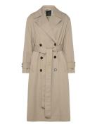 Mango Long Over D Double-Breasted Trench Coat Beige