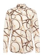 Lauren Ralph Lauren Classic Fit Belting-Print Crepe Shirt Kräm