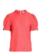 Vila Vikawa S/S Flounce Top/Su - Noos Korall