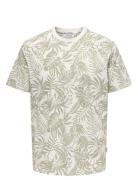 ONLY & SONS Onsperry Life Reg Leaf Aop Ss Tee Noos Grön