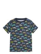 Minymo T-Shirt Ss Aop Marinblå