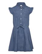 Lindex Dress Denim With Knot Blå