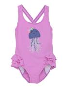 Color Kids Swimsuit W. Application Lila