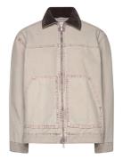 Monki Padded Cotton Canvas Jacket Beige
