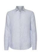Calvin Klein Linen Stripe Slim Shirt Blå
