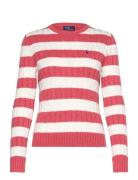 Polo Ralph Lauren Striped Cable-Knit Cotton Sweater Rosa