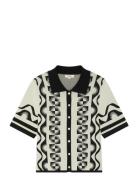 SUNCOO Paris Gabera - Black And White Jacquard Polo Jumper Kräm
