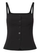 Weekday Square Neck Waistcoat Top Svart