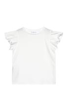 Mango Short-Sleeved Ruffle T-Shirt Vit