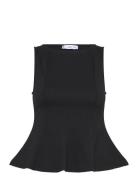 Mango Peplum Top With Seam Detail Svart