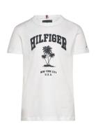 Tommy Hilfiger Hilfiger Palm Print Tee Ss Vit