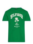 Tommy Hilfiger Hilfiger Palm Print Tee Ss Grön
