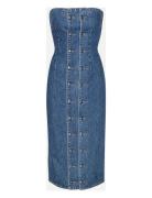 ROTATE Birger Christensen Denim Button Detail Dress Blå