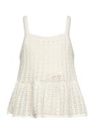 Mango Openwork Knit Top Kräm