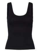 Monki Rib Fitted Tank Top Svart