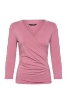 Lauren Ralph Lauren Rayon Spandex Jrsy-3\4-Knt Rosa
