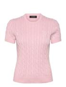 Lauren Ralph Lauren Cable-Knit Cotton Short-Sleeve Sweater Rosa