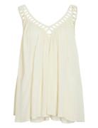 Vila Vijunar Square Neck S/L Top Kräm