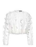 French Connection Annika Lace Frill Top Vit