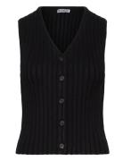 Weekday Rib-Knitted V-Neck Vest Svart