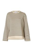 Selected Femme Slfelise Ls O-Neck Wide Striped Sweat Kräm