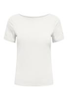 ONLY Onllive Love Life S/S Boatneck Top Jrs Vit