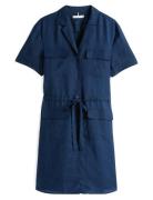 Tommy Hilfiger Textured Linen S/S Short Dress Marinblå