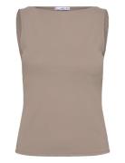 Mango Boat Neck Strapless Top Brun