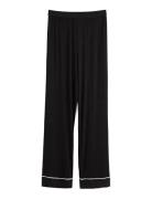 Lindex Pyjama Trousers Viscose Piping Svart