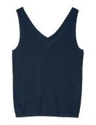 Vero Moda Vmluxlight Pointelle Sl V-Neck Top Marinblå
