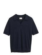 GANT Linen Blend Ss Polo Marinblå