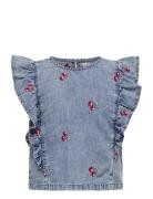 Kids Only Kmgdandy Frill Cherry Top Dnm Blå
