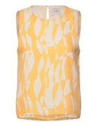 Calvin Klein Printed Poly Chiffon Sleeveless Orange
